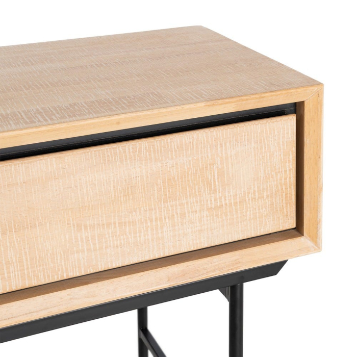 Birou din lemn natur cu picioare metalice negre și spațiu de depozitare – imagine principală [5]