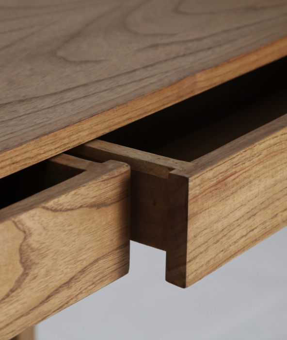 Birou din lemn natural cu sertare și design nordic Lecce [3]