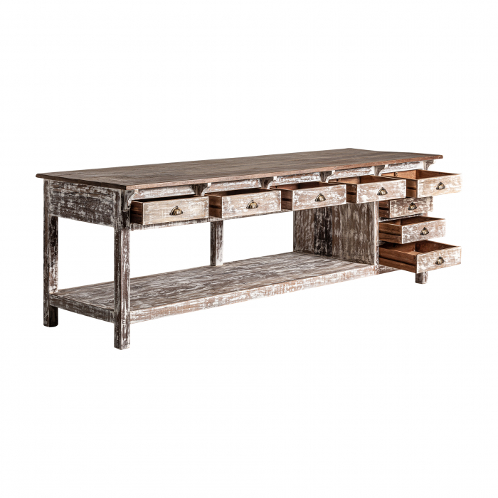 Birou rustic lemn tropical alb-maro|Birouri spatioase [3]