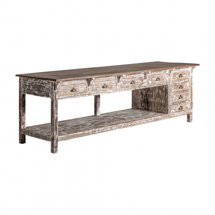Birou rustic lemn tropical alb-maro|Birouri spatioase [2]