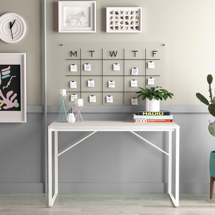 Birou MDF alb Formula Desk cu cadru metalic alb [2]