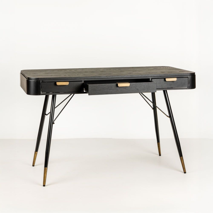 Birou Colombo negru cu accente aurii și sertare spațioase [3]