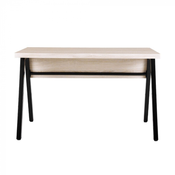 Birou Alpha stejar deschis cu structură metalică neagră [1]