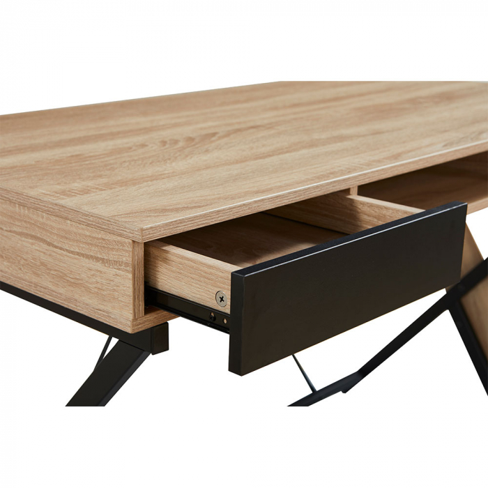 Birou stejar metal Double X cu sertar și blat generos [4]