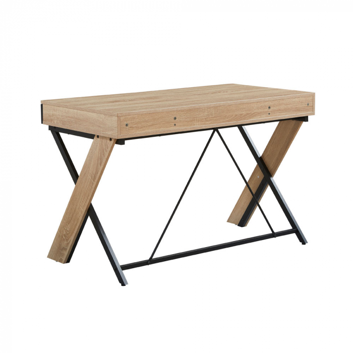 Birou stejar metal Double X cu sertar și blat generos [3]