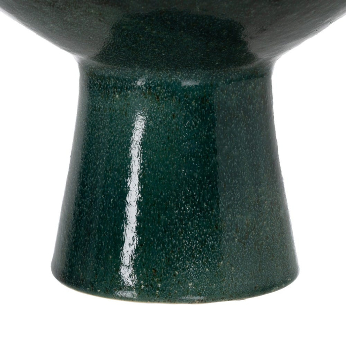 Bol decorativ cu picior din ceramică verde cu alb cu relief sferic [6]