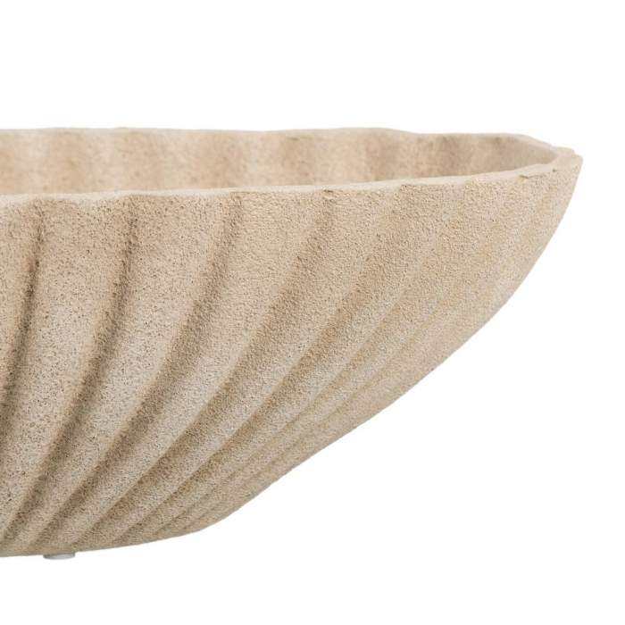 Bol decorativ ceramică bej aspect piatră oval striat [5]