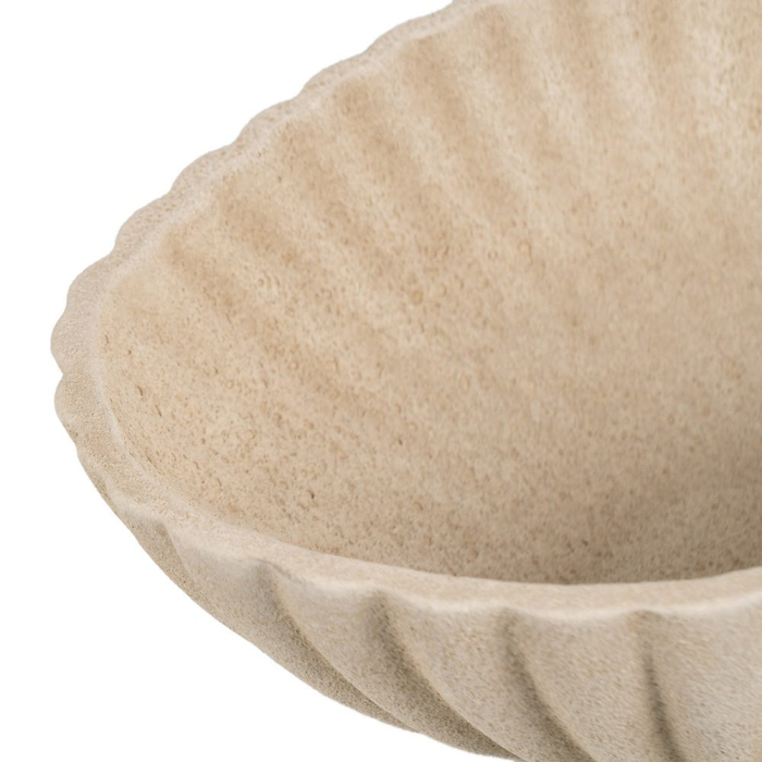 Bol decorativ ceramică bej aspect piatră oval striat [3]