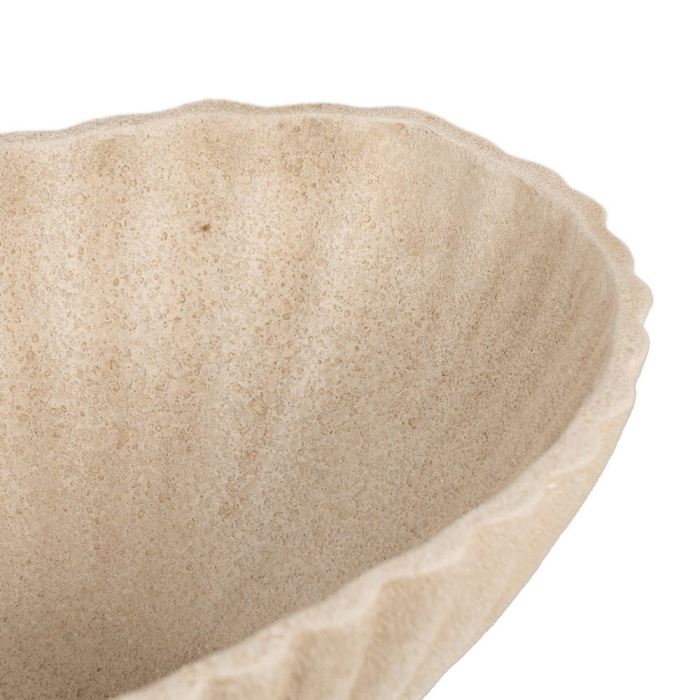 Bol decorativ ceramică bej aspect piatră oval striat [4]