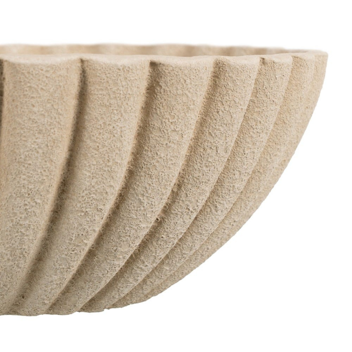 Bol decorativ ceramică bej aspect piatră rotund striat [6]