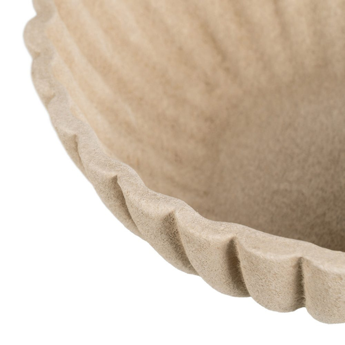 Bol decorativ ceramică bej aspect piatră rotund striat [3]