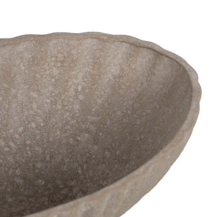 Bol decorativ ceramică gri aspect piatră oval striat [4]