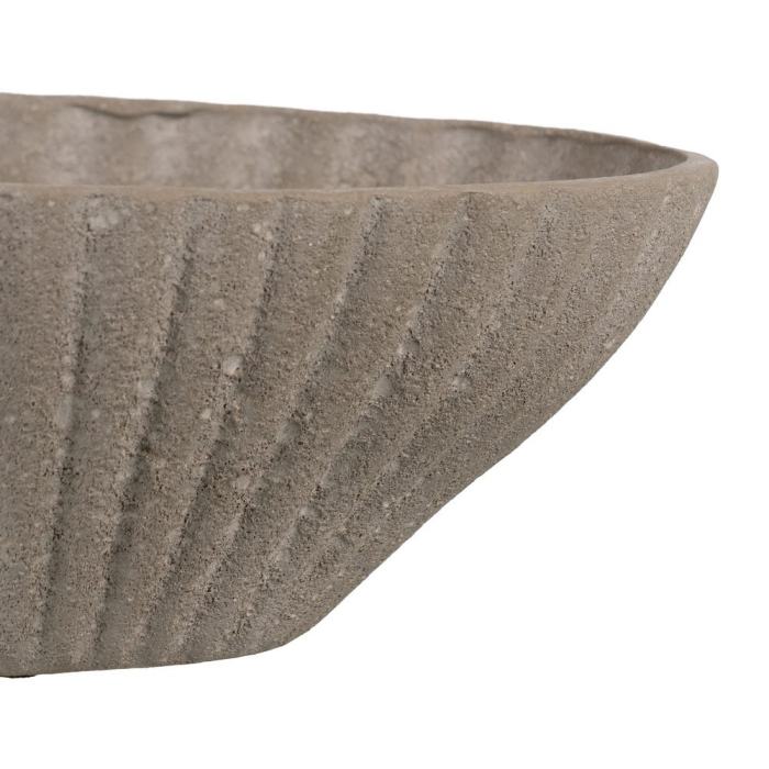 Bol decorativ ceramică gri aspect piatră oval striat [5]