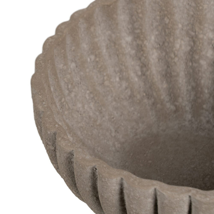 Bol decorativ ceramică gri aspect piatră rotund striat [3]