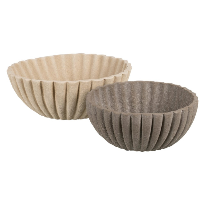 Bol decorativ ceramică gri aspect piatră rotund striat [2]