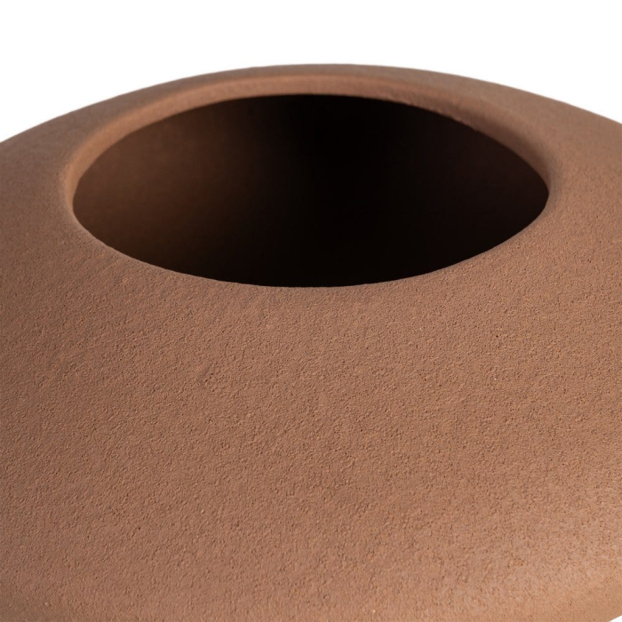 Bol decorativ din ceramică maro cu formă rotunjită joasă [4]