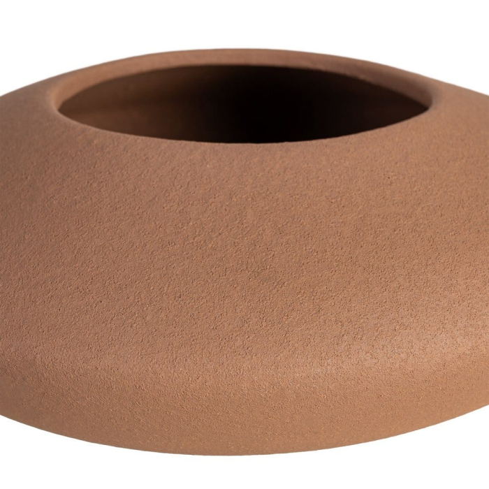 Bol decorativ din ceramică maro cu formă rotunjită joasă [5]