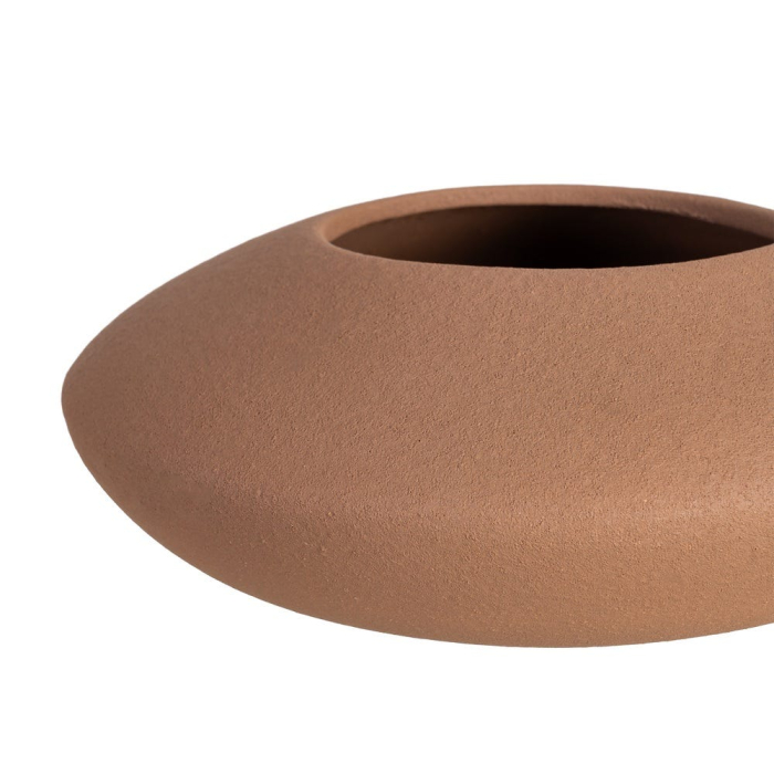 Bol decorativ din ceramică maro cu formă rotunjită joasă [6]