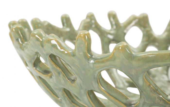 Bol decorativ ceramic verde Coral [4]