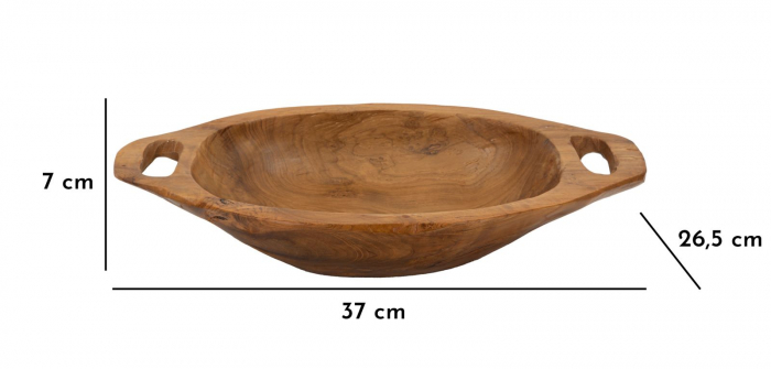 Bol decorativ din lemn de tec reciclat cu mânere – imagine principală – Tasche [8]