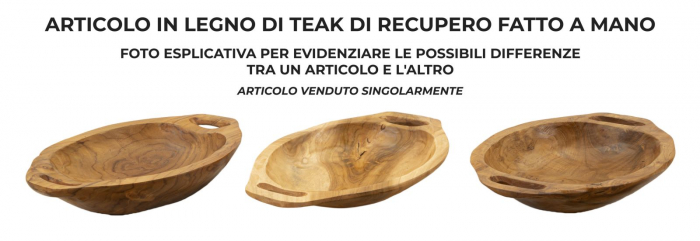 Bol decorativ din lemn de tec reciclat cu mânere – imagine principală – Tasche [5]