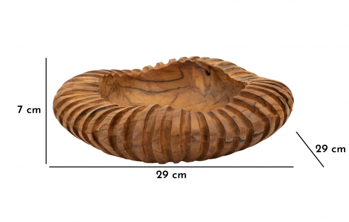 Bol decorativ din lemn de tec reciclat – piesă unică Geris Ø29 × 7 cm [8]