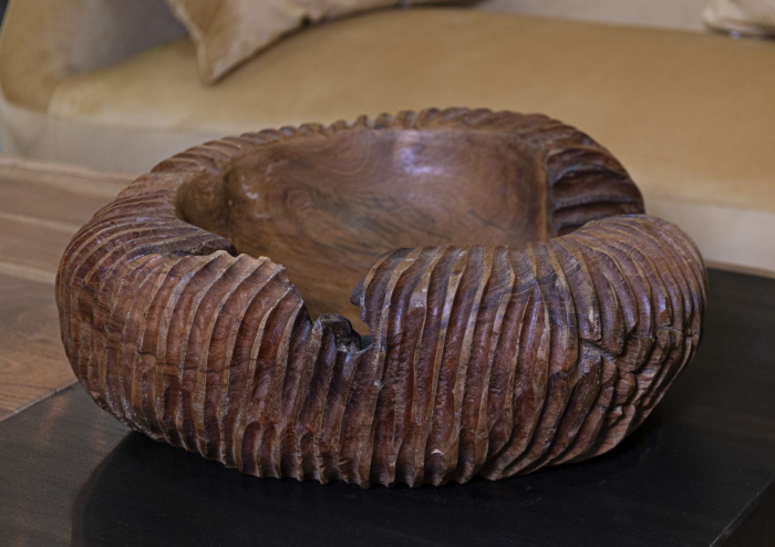 Bol decorativ lemn tec sculptat [9]