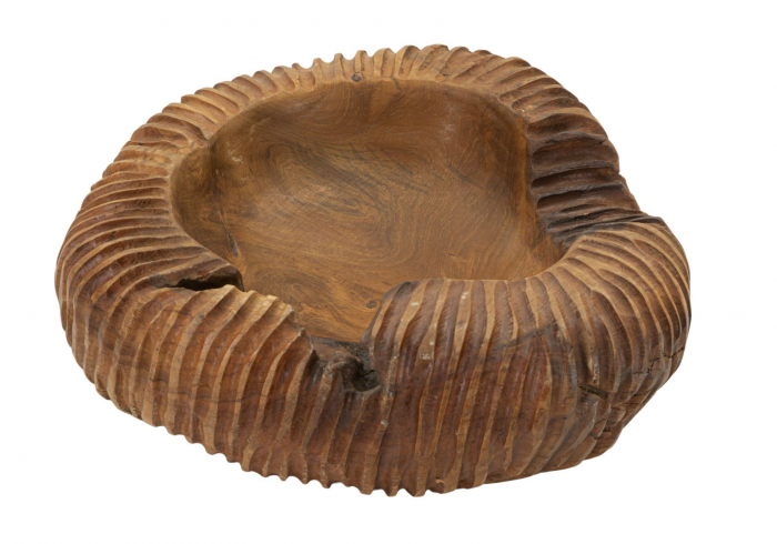 Bol decorativ lemn tec sculptat [6]