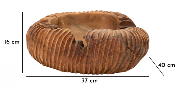 Bol decorativ lemn tec sculptat [10]
