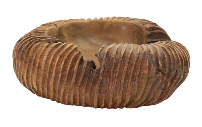 Bol decorativ lemn tec sculptat [1]
