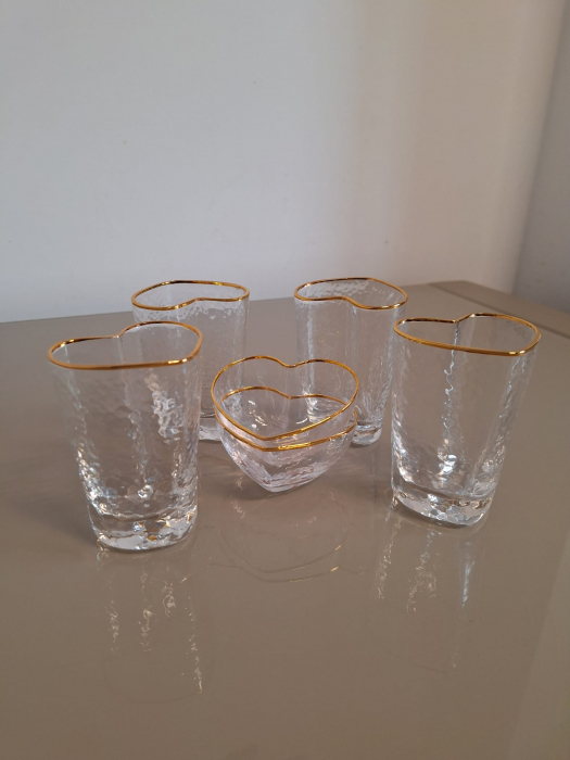 Bol Inima, sticla, transparent auriu - CreativDeco.ro [9]