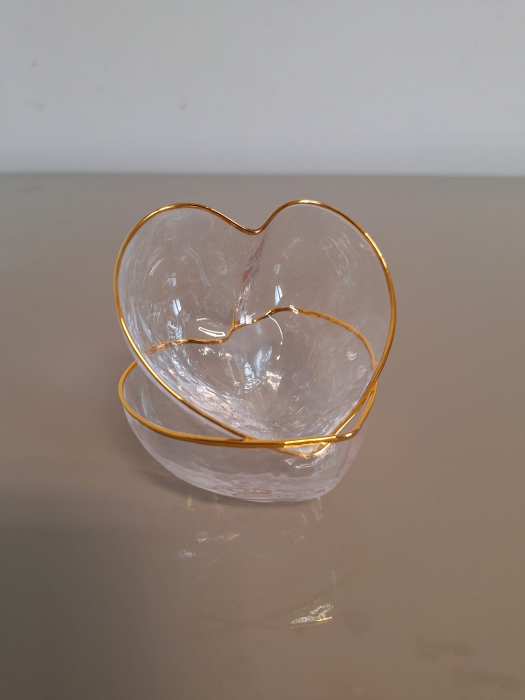 Bol Inima, sticla, transparent auriu - CreativDeco.ro [3]