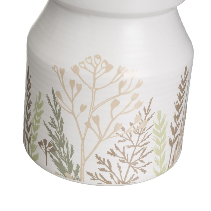 Borcan cu capac din stoneware alb cu imprimeu de ierburi pentru bucătărie de 1100 ml [3]