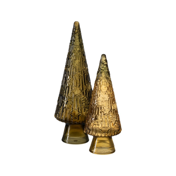 Brad decorativ de Crăciun din sticlă reciclată galben TREE CHRISTMAS YELLOW RECYCLED GLASS 13 x 13 x 34 cm [2]