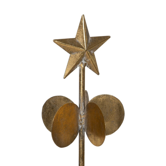 Brad decorativ din metal auriu cu bază și stea Figurina 26 x 26 x 83 cm [3]
