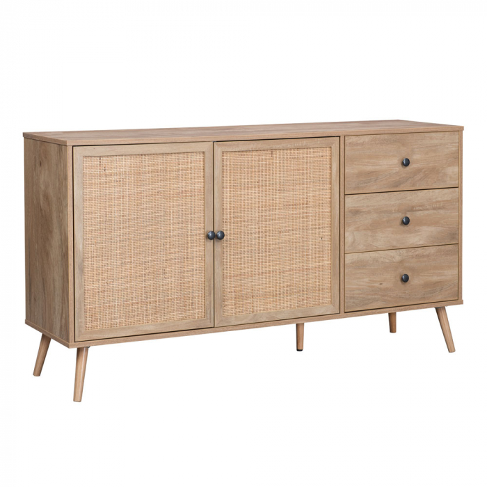 Bufet Ammos din lemn cu rattan natural și spațiu de depozitare modern [1]