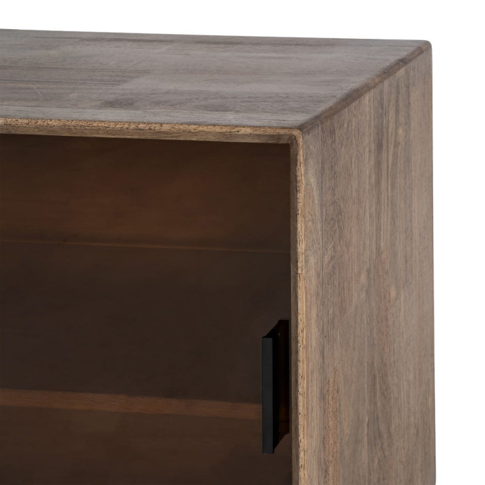 Bufet din lemn maro cu usi din sticla pentru living [11]