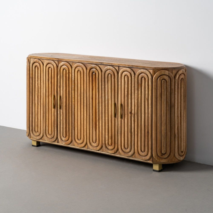 Bufet din lemn de mango cu front canelat decorativ Art Deco 152 cm [2]