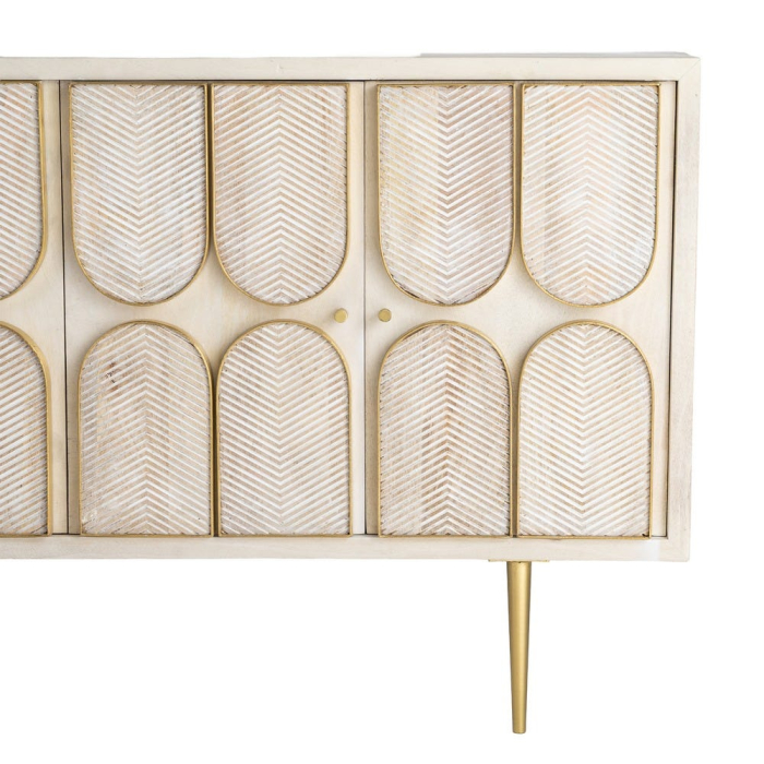 Bufet din lemn de mango cu front decorativ geometric si accente aurii 152 cm [10]
