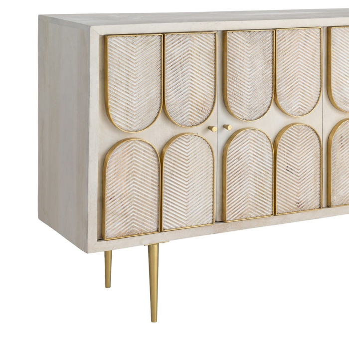 Bufet din lemn de mango cu front decorativ geometric si accente aurii 152 cm [6]