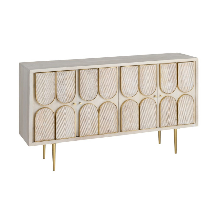 Bufet din lemn de mango cu front decorativ geometric si accente aurii 152 cm [3]