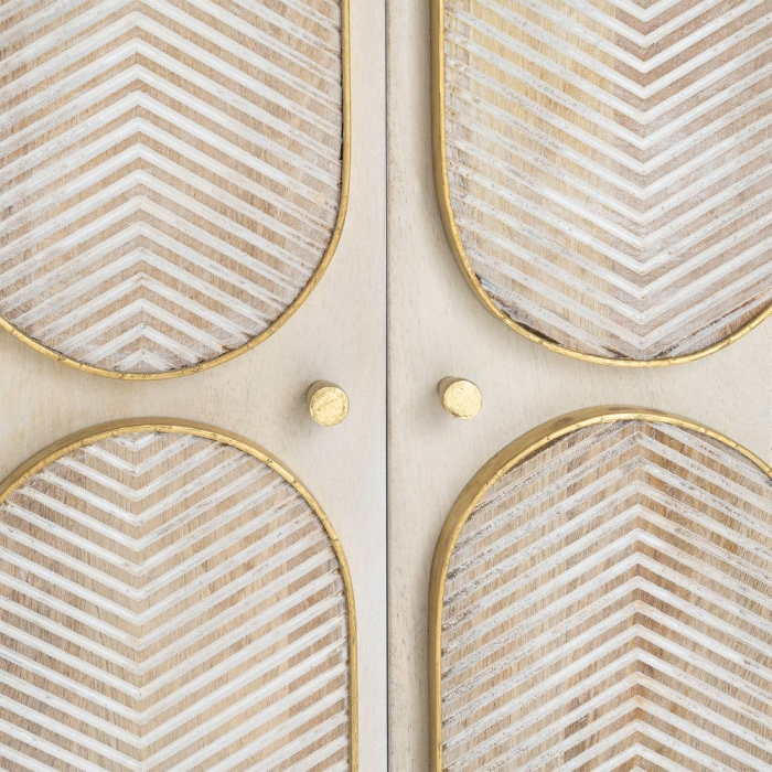 Bufet din lemn de mango cu front decorativ geometric si accente aurii 152 cm [9]