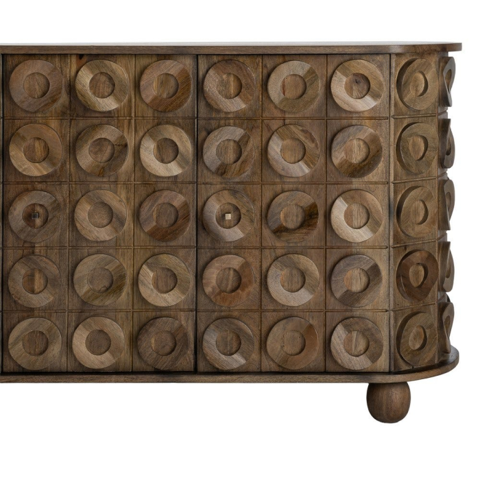 Bufet din lemn de mango cu relief circular decorativ 147 cm [9]