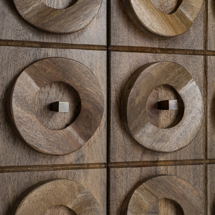 Bufet din lemn de mango cu relief circular decorativ 147 cm [10]