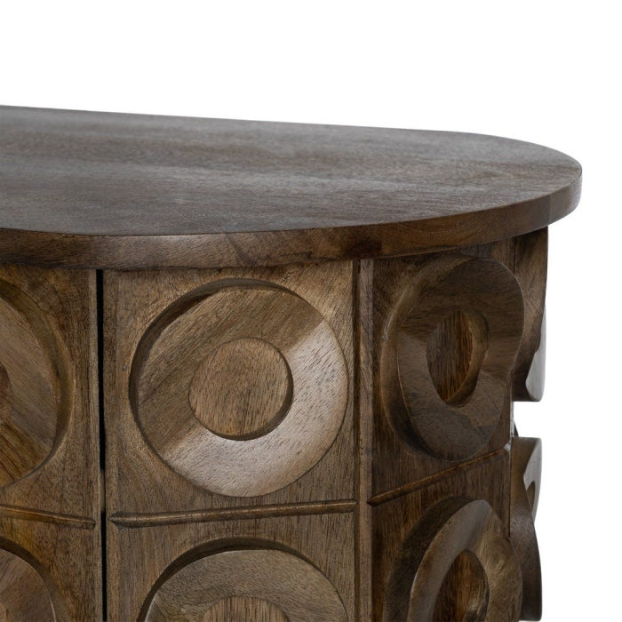 Bufet din lemn de mango cu relief circular decorativ 147 cm [8]