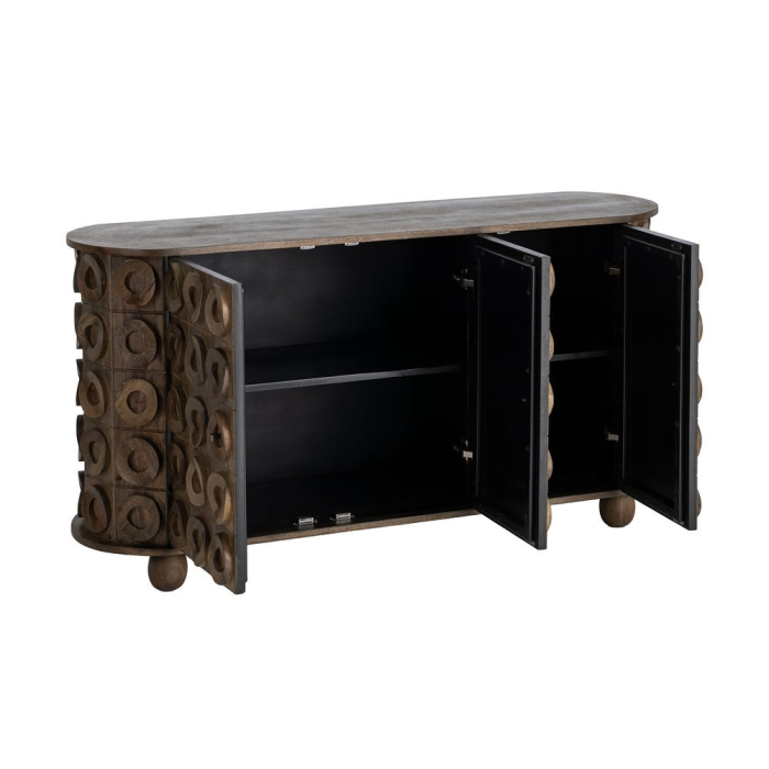 Bufet din lemn de mango cu relief circular decorativ 147 cm [4]