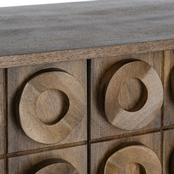 Bufet din lemn de mango cu relief circular decorativ 147 cm [7]