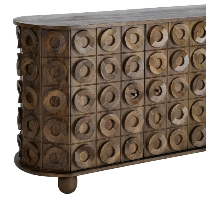 Bufet din lemn de mango cu relief circular decorativ 147 cm [6]
