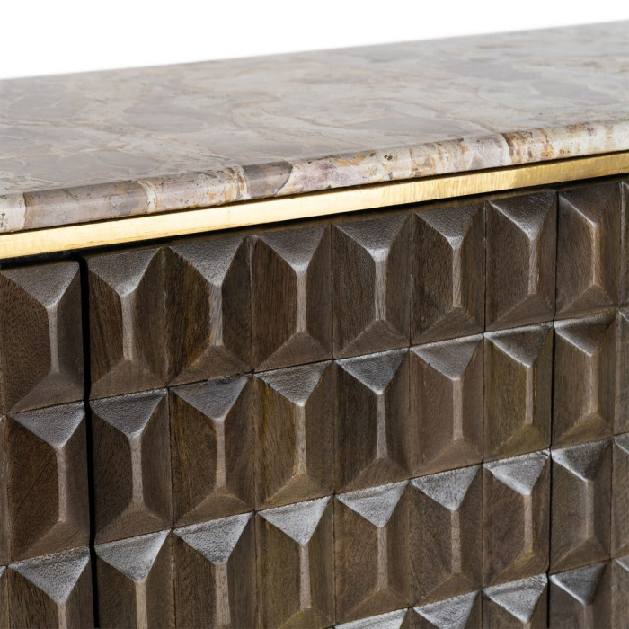 Bufet din lemn de mango cu front geometric si blat din marmura [8]