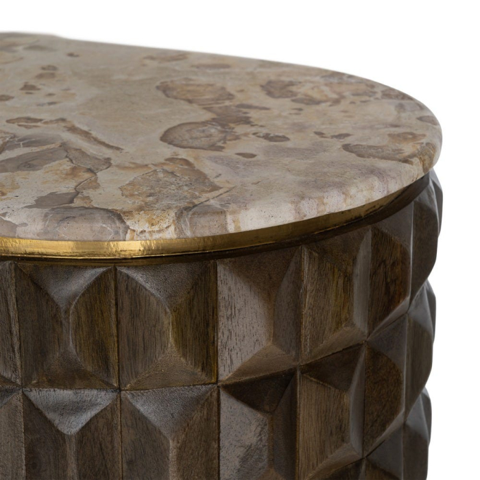 Bufet din lemn de mango cu front geometric si blat din marmura [9]